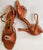 3" Margarita -- Flare Heel Latin Sandal -- Dark Tan Satin