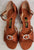 3" Margarita -- Flare Heel Latin Sandal -- Dark Tan Satin