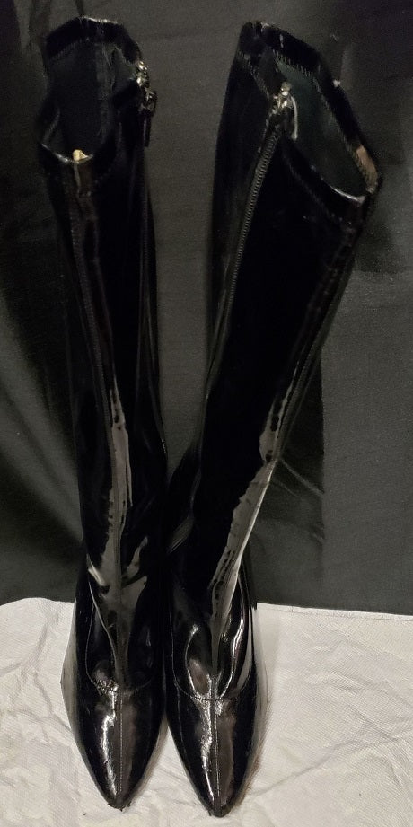 Sexy-2000, 5" Stiletto Heel Knee Boot Black Stretch Pat / Size 7 Sexy-2000, 5" Stiletto Heel Knee Boot Black Stretch Pat / Size 7