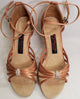 3" Nancy -- Flare Heel Latin Sandal -- Dark Tan Satin