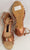 3" Nancy -- Flare Heel Latin Sandal -- Dark Tan Satin