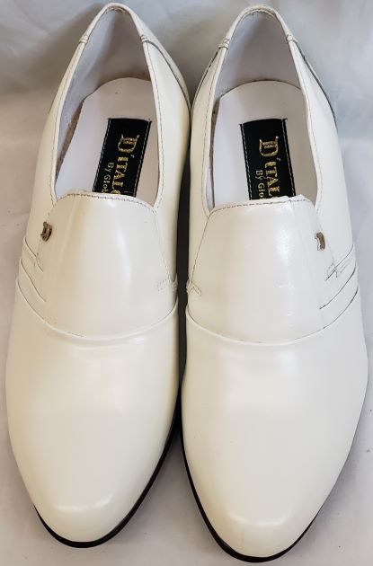 Ozzy -- Men's Cuban Heel Slip-On Dress Shoe White / 7D Ozzy -- Men's Cuban Heel Slip-On Dress Shoe White / 7D