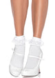 Pamelia -- Women's Lace Ruffle Ankle Socks -- White