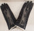 Pippa -- Women's Wrist Length Rhinestone Gloves -- Black Satin