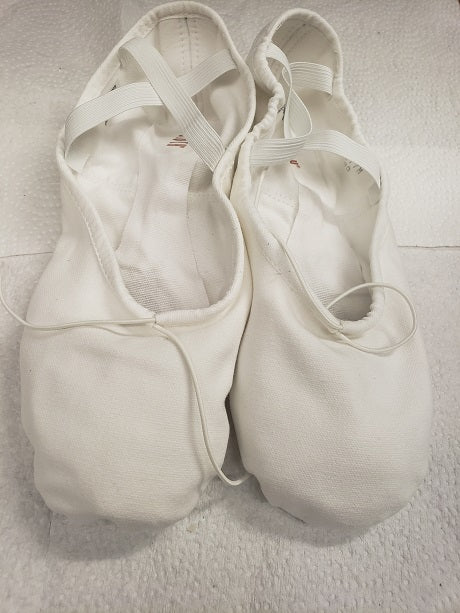 Pump -- Men's Canvas Split Sole Ballet -- White Teddy Shoes