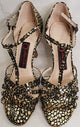 3" Ramona -- Flare Heel Latin Sandal -- Black/Gold