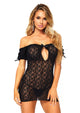 Reta -- Women's Lace Chemise -- Black