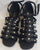 2.38" Shamie -- Flare Heel Latin Sandal -- Black Satin