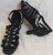 2.38" Shamie -- Flare Heel Latin Sandal -- Black Satin