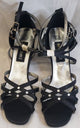 2.38" Sonia -- Flare Heel Latin Sandal -- Black Satin