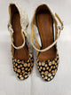 4" Tatiana -- Women's Latin Sandal -- Gold Polka Dot Lace/Satin