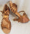 2.5" Tatiana Flared Heel Latin Sandal -- Cinnamon Satin