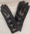 Theda -- Women's Wrist Length Rosette Gloves -- Black Satin
