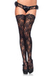 Therese -- Women's Floral Lace Thigh High -- Black
