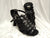  3.38" Brittany -- Flare Heel Latin Sandal -- Black Satin