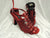  3.38" Brittany -- Flare Heel Latin Sandal -- Red Satin