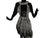 Callie -- Women's Long Sleeve Rhythm Latin Dress -- Black/Silver Animal Print with Tassels and Sew-On Black Crystals and Jet Black Preciosas