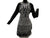 Callie -- Women's Long Sleeve Rhythm Latin Dress -- Black/Silver Animal Print with Tassels and Sew-On Black Crystals and Jet Black Preciosas