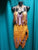 Candy – Women's Latin Rhythm Dress – 3Pcs -- Gold/Purple with Swarowski Crystals