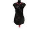 Carolina -- Women's Short Sleeve International Dress -- Black/Hot Pink with  with Rose/Light Rose Swarovski Crystals