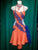 Charmaine -- Blue Orange Camisole Rhythm Latin Dress -- Blue/Orange with Blue Appliques and Sun and Sun AB Crystals 