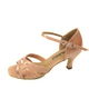 2.5" Cynthia -- Women's Flare Heel Latin Sandal  -- Tan Satin