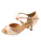 2.5" Doreen -- Flare Heel Latin Sandal -- Tan Satin - Teddy Shoes