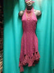 Genaya – Women's Latin Rhythm Dress – 1Pc -- Fuschia with Regular Topaz and Topaz AB Crystals