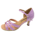 2.5" Gloria -- Flare Heel Latin Sandal -- Lavender Glitter - Teddy Shoes