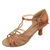 2.75" Harriet -- Women's Flare Heel Latin Sandal -- Dark Tan Satin