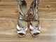 3" Isabel -- Women's Flare Heel Latin Sandal -- Rose Gold/Tan Satin