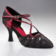 2.5" Mariana -- Women's Flare Heel Standard Ballroom Shoe -- Black Satin/Red Trim