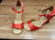 3" Luciana -- Flare Heel Latin Sandal -- Red Satin