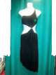 Maribel -- Women's Latin Rhythm Dress -- Black/Silver with Black Fringe and Svarowski AB Crystals