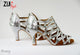 3.25" Peony -- Women's Latin Sandal -- Silver Sequins