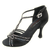 3" Rosaly -- Women's Flare Heel Latin Sandal -- Black Satin