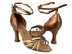 3" Jessica -- Flare Heel Latin Sandal -- Gold Scale/Dark Tan