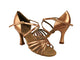 3.5" Olivia -- Flare Heel Latin Sandal -- Dark Tan Satin