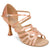 2.5" Hope -- Flare Heel Latin Sandal with Rhinestones -- Tan Satin - Teddy Shoes