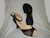 2.5" Barbara -- Flare Heel Latin Sandal -- Black Satin - Teddy Shoes