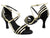 3" Brianna -- Women's 3" Flare Heel Latin Sandal -- Black Suede/Gold