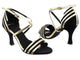 3" Brianna -- Women's Flare Heel Latin Sandal -- Black Suede/Gold