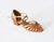 1.5" Skylar -- Block Heel Latin Sandal -- Dark Tan Satin - Teddy Shoes