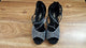 2.5" Virginia -- Women's Silver Flare Heel Latin Sandal -- Black Satin